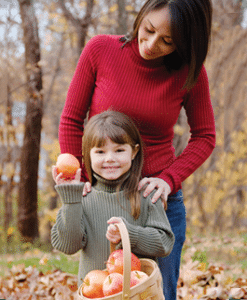 Mom and Daughter Apple Picking